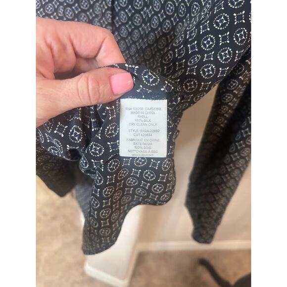 JOIE Nepal Medallion Tile Print Silk Top in Black, Small 4-6 - Picture 4 of 7